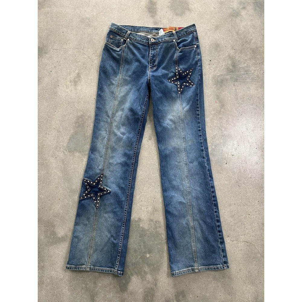 Lawman Jeans Rodeo Western High‎ Rise Size 15 Studded Stars Distressed